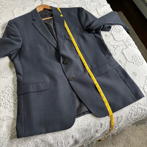 Chaps mens size 44R blue plaid single breasted 2 button front notch lapel blazer - Picture 5 of 11